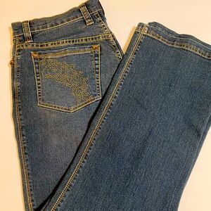 Women’s V Cristina Jeans size 8 embellished pockets straight leg dark denim